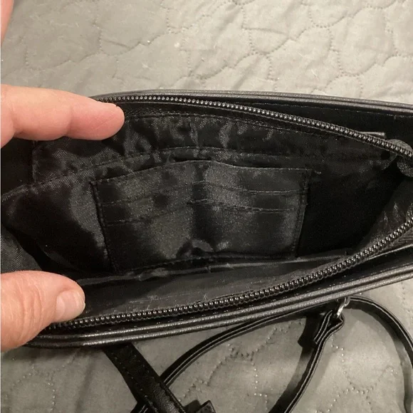 Guess Black Embossed Crossbody Bag with Silver Accents - Picture 3 of 4